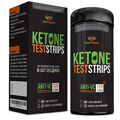 Ketone Strips - Perfect Ketogenic Supplement to Measure Ketones in Urine & Monitor Ketosis for Keto Diet, 125 Urinalysis Test Strips