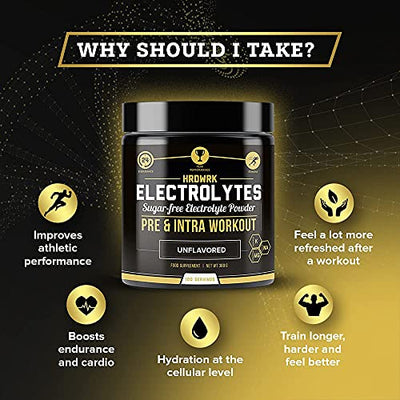 HRDWRK - Electrolyte Powder Keto Hydration Sugar Free with Magnesium, Potassium and Sodium - 100 Servings | Boost Endurance and Reduce Fatigue with This Electrolytes Supplement - Maximum Hydration