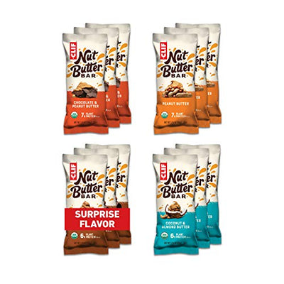 CLIF Nut Butter Bar - Organic Snack Bars - Variety Pack - Organic - Plant Protein - Non-GMO  (1.76 Ounce Protein Snack Bars, 12 Count) (Flavors and Packaging May Vary)