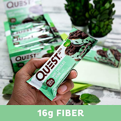 Quest Nutrition Mint Chocolate Chunk Protein Bar, High Protein, Low Carb, Gluten Free, Keto Friendly, 12 Count