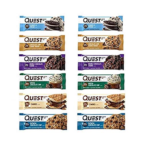 Quest Nutrition Protein Bar Fan Favorite's Variety Pack. Low Carb Meal Replacement Bar with Over 20 gram Protein. High Fiber, Gluten-Free (24 Count)