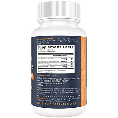 Keto Electrolyte Supplement, 180 Capsules. Electrolyte Pills for Ketogenic Diet. Magnesium, Potassium, Sodium, Calcium. Electrolytes Keto Tablets for Hydration Support* by Left Coast Performance