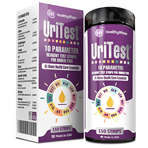10 Parameters Urine Test Strips for Urinalysis. Made in USA. 150 Count. Includes: pH Test, Ketones, Protein. Reagent Test Paper. for Whole Family and Pets