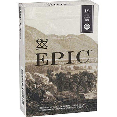 EPIC Bars, Variety Pack (Chicken, Beef, Venison), Keto-Friendly, 12 Bars