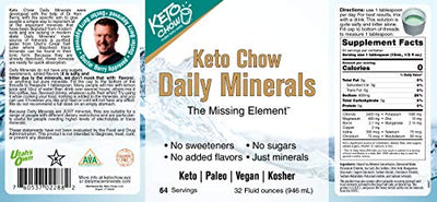 Keto Chow | Trace Minerals | Sodium, Magnesium, Potassium & Trace Minerals | Promotes Electrolyte Balance | Perfect for Keto Diet and Intermittent Fasting | 32 oz