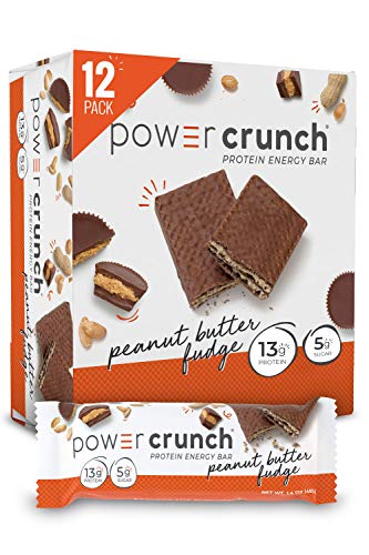 Power Crunch Whey Protein Bars, High Protein Snacks with Delicious Taste, Peanut Butter Fudge, 1.4 Ounce (12 Count)