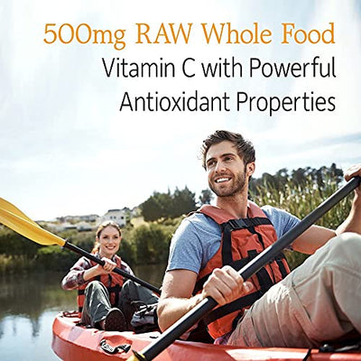 Garden of Life Vitamin Code Raw Vitamin C, 500mg Whole Food Vitamin C with Bioflavonoids, Fruits & Veggies, Probiotics, Gluten Free Vitamin C Supplements for Adults, 120 Vegan Capsules