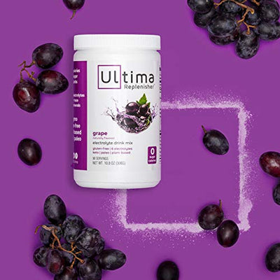 Ultima Replenisher Electrolyte Hydration Powder, Grape, 90 Serving Canister - Sugar Free, 0 Calories, 0 Carbs - Gluten-Free, Keto, Non-GMO with Magnesium, Potassium, Calcium