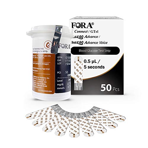 FORA 6 Connect 50 Blood Glucose Test Strips, Accurate Blood Sugar Measurement for Diabetes