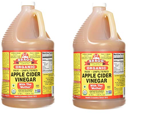 Bragg Organic Apple Cider Vinegar, Raw, Unfiltered, with the Mother, 128 Ounce - Pack 2