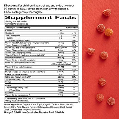 SmartyPants Kids Formula Daily Gummy Multivitamin: Vitamin C, D3, and Zinc for Immunity, Gluten Free, Omega 3 Fish Oil (DHA/EPA), Vitamin B6, Methyl B12, 120 Count (30 Day Supply)