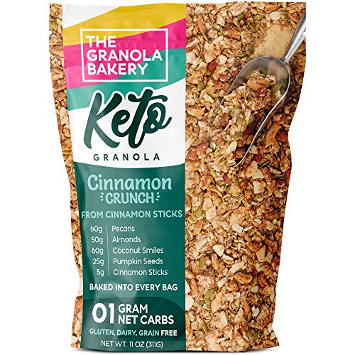 TGB Cinnamon Pecan Keto Granola | 1g Net Carb Snack | Low Carb Nut Cereal | Healthy Artisanal Food, 11 Ounces