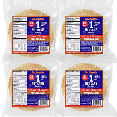 Mr. Tortilla 1 Net Carb Tortillas (96 Tortillas) | Keto, Vegan, Kosher | (Multigrain)