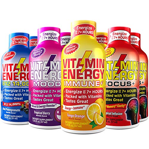 (8-Pack, 2 of Each) VitaminEnergy™ Shots - Mood+, Focus+, Immune+, Energy+ | Energy Lasts up to 7+ Hours* | Keto Drink Friendly 0 Carb, 0 Sugar, 0 Calories