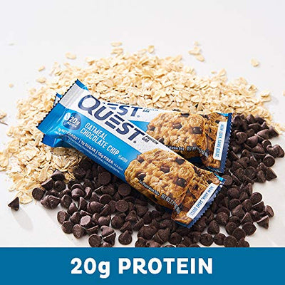 Quest Nutrition Oatmeal Chocolate Chip Protein Bar, Low Carb, Gluten Free, Keto Friendly, 12 Count