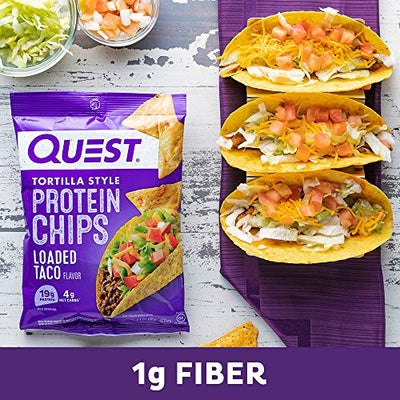 Quest Nutrition Tortilla Style Protein Chips, Loaded Taco, Low Carb, Gluten Free, Baked, 1.1 Ounce (Pack of 12)