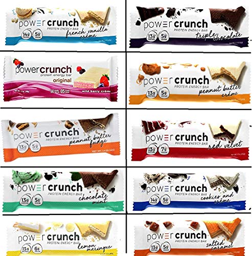 Power Crunch Original Protein Bars, Variety Pack. (Bast Variety Pack of all 10 Flavors, 20 bars)