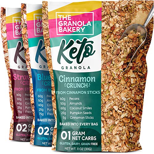TGB Keto Granola Variety Pack | 1g Net Carb Snack | Low Carb Nut Cereal | Healthy Artisanal Food, 11 Ounces (Pack of 3)
