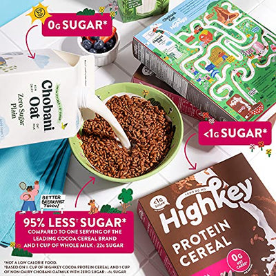 HighKey Low Carb Keto Cereal - Protein Snacks for Breakfast, Zero Sugar, Grain Carbs & Gluten Free Chocolate Cereals Healthy Snack Foods for Paleo Diabetic Ketogenic Diet Friendly Food Cocoa